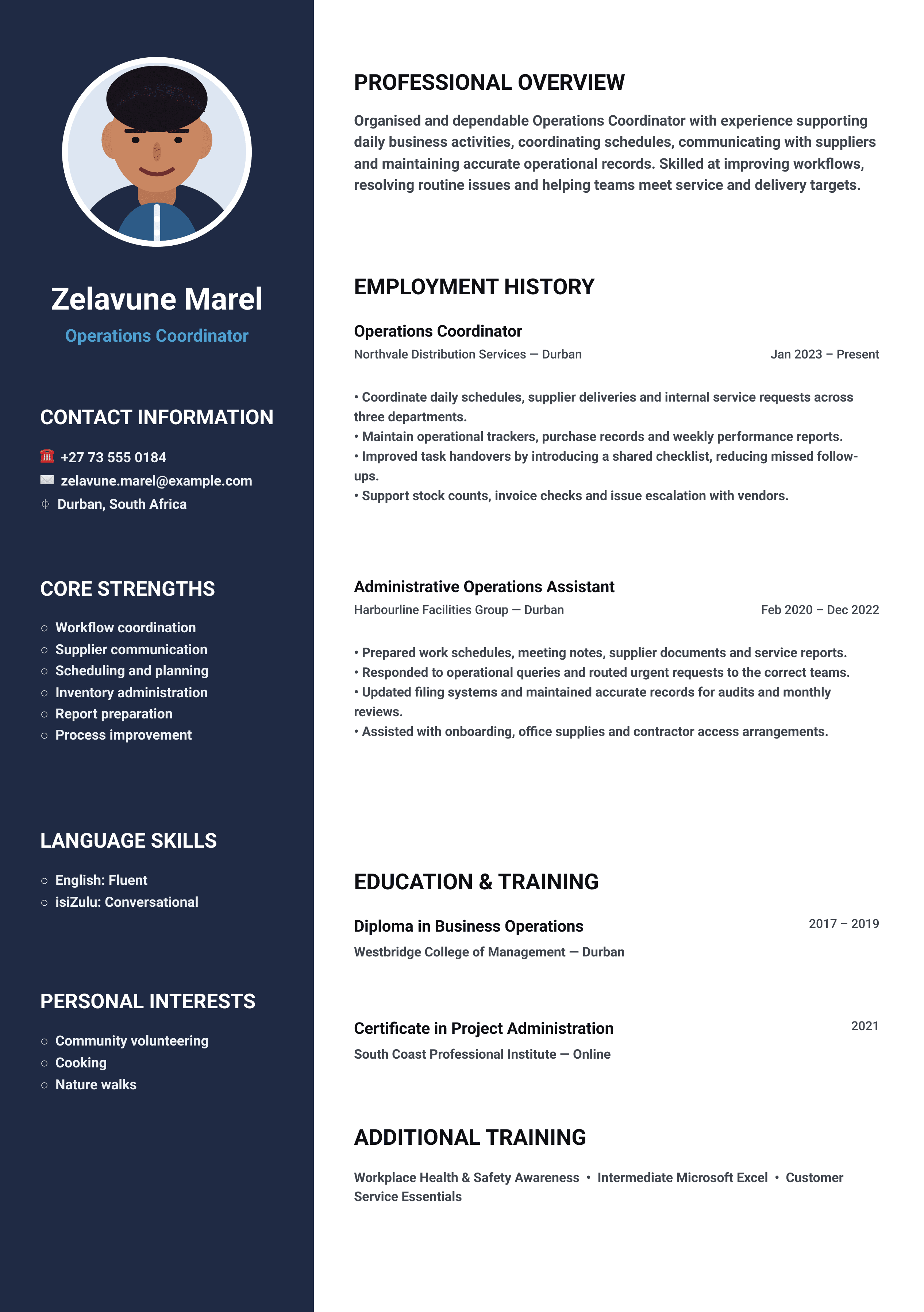 Preview of a professionally formatted CV